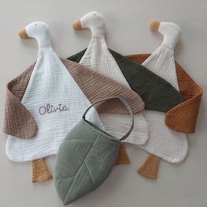 Goose lovey with purse, Security blanket, Lovey goose comforter cloth, Embroidered goose security blanket, Personalized newborn gift