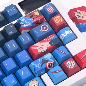 Iron Man Captain America Keycap Set: Cherry PBT, Comic Book Avengers Theme