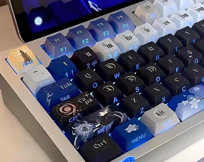 Featured listing image: Flins Genshin Impact Keycap Set: Cherry Profile, PBT, Nod Krai Region, Fae Fairy Anime Keycaps