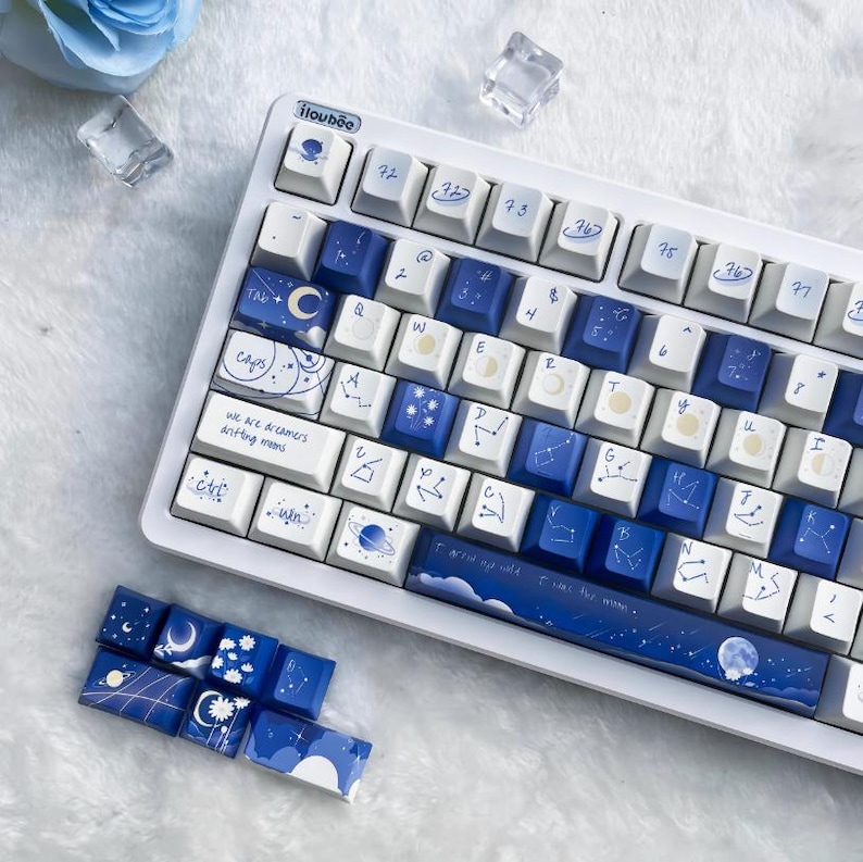 Celestial Blue Keycap Set: Cherry Profile, PBT, Starry Sky Galaxy ...