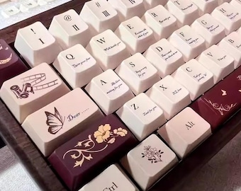 Butterfly Love Letter Keycap Set: Cherry Profile PBT, Film, Book and Galaxy Theme Keycaps