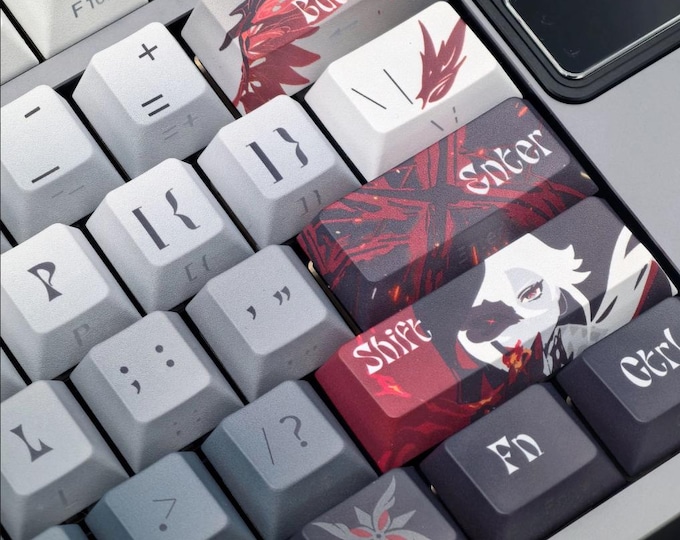 Featured listing image: Arlecchino Genshin Impact Keycaps: Cherry Profile PBT, Video Game Theme, Anime Keycap Set