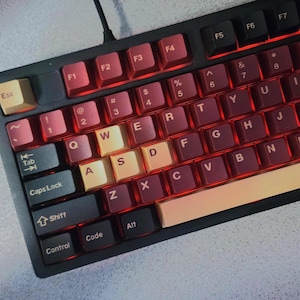 GMK Style Retro Themed Keycaps: Red Samurai, Marrs Green, Red-Black-Pink | Keyboard Accessory | Double-Shot PBT | Cherry Profile, For Gamer