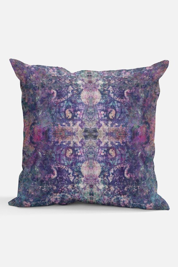 Moroccan Boho Pillow Cover Plum Magenta Art Nouveau Decor Teal