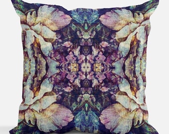 Floral Kaleidoscope Pillow Cover, Moody Plum & Teal, Eclectic Decor
