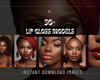 Luxury Lip Gloss | Lipstick Stock Images | 60 High-Quality Swatches | Lip Model Photography | Beauty Brand Visuals | PLR Included