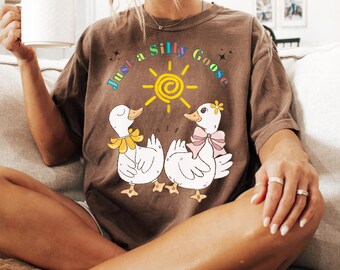 Silly Goose T-Shirt Design PNG, Funny Goose Clipart (Digital Download)