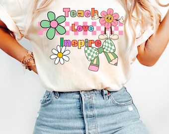 Teach Love Inspire PNG, Teacher Gift, Back to School (Digital Download)