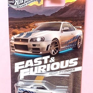 Fast & Furious, Brian O&#39;Conner, NISSAN SKYLINE Gt-R (BNR34), hot wheels, Silver Series
