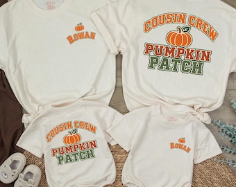 Cousin Crew Pumpkin Shirt Personalized, Fall Matching Tee