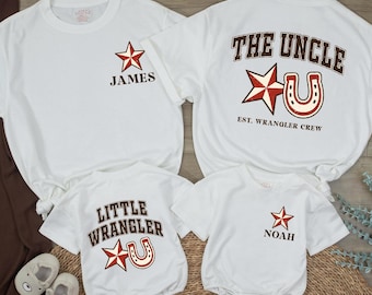 Uncle's Lil Wrangler Baby Romper, Personalized Western Cowboy Boy Shirt