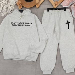 Christian Sweatpants Loungewear,Cool Christian Streetwear, Aesthetic Christian, Jesus Hoodie, Sweatshirt Sweatpants, Sweatsuit Gift for Mom