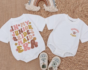 Junior Bridesmaid Wedding Party Shirt,Baby Short Sleeve Bubble Romper,Baby Outfit, Newborn  Baby bodysuit,Coming Home Outfit