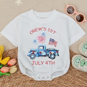 Customized Name Baby Boy First Fourth Of July Bubble Romper, USA Shirt,4th July Romper,Patriotic Baby Bubble Romper,4th of July Bodysuit