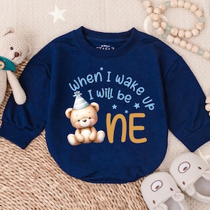 Personalised Bear First Birthday Bubble Romper, Bear Boy Birthday Shirt, Beary First Birthday Gift, 1st Birthday Gift For Boy