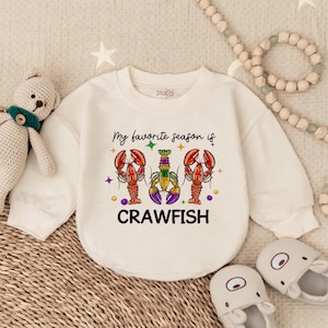 Mardi Gras Crawfish Baby Bubble Romper, Mardi Gras Baby Outfit, Mardi Gras baby girl outfit, Newborn Bodysuit, Infant Clothes, Baby Clothes