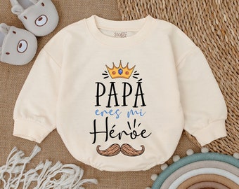 Papa Is My Hero Spanish Romper, Daddy & Me Bodysuit , Daddy's Girl Bubble Romper, Romper for Baby Girl, Baby Girl Outfit,Father's Day Outfit