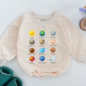Planets Kids Romper, Astronaut Baby Romper, Planets Baby Bodysuit, Newborn Gift Idea, Moon Toddler Sweatshirt, Newborn Shirt, Earth Day Kids