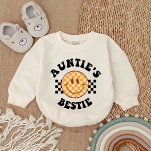 Auntie's Bestie Romper, Baby Romper, Newborn Romper, Gift from Aunt, Auntie Baby Shirt, Pregnancy Announcement For Baby, Baby Clothes