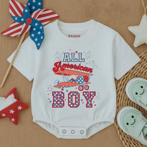 All America Boy Retro Baby Romper -Patriotic Baby Boy Bubble Romper- 4th of July Bodysuit- Baby Clothes - Baby bodysuit- Newborn Outfit
