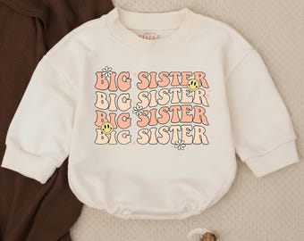 Big Sister Bubble Romper, Baby Romper, Newborn Romper, Baby Bodysuit, Sister Baby Shirt, Pregnancy Announcement For Baby, Baby Clothes