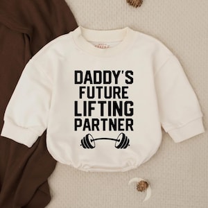 Daddy’s Future Lifting Partner Baby Romper, Funny Gym Baby Outfit, Baby Workout Romper, Father’s Day Baby Gift, Baby Boy Gym Clothes