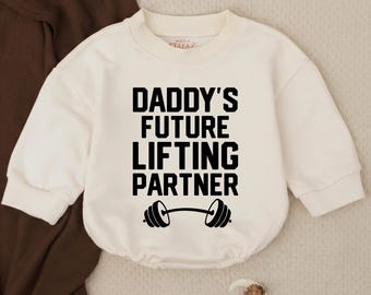 Daddy’s Future Lifting Partner Baby Romper, Funny Gym Baby Outfit, Baby Workout Romper, Father’s Day Baby Gift, Baby Boy Gym Clothes