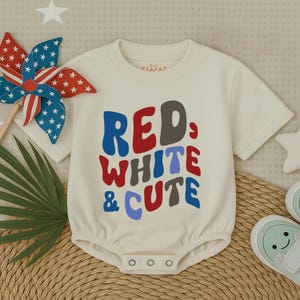 Red White And Cute First 4th of July, 4th of July Baby, USA Baby romper,4th July Romper,Patriotic Baby Bubble Romper,4th of July Bodysuit