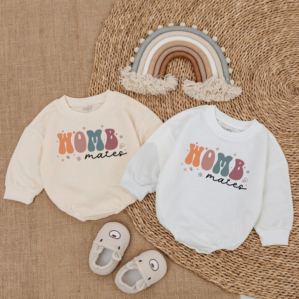 Twin Baby Romper - Womb Mates Twin Romper  - Funny Best Friends Twin Romper - Cute Best Friend Twin Baby-Baby Boy Outfit -Newborn Clothes