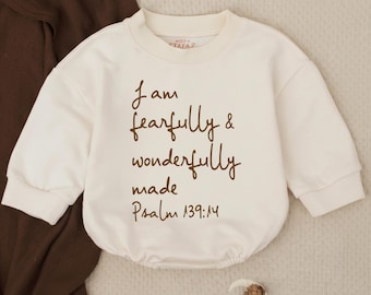Christian Baby Bodysuit -  I Am Fearfully and Wonderfully Made Jesus Romper-Newborn Outfit- Newborn Clothes-Baby Shower Gift- Bubble Romper