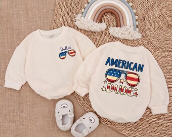 America Dude Bubble Romper-Retro 4th of July Baby Clothes - Patriotic Baby Outfit-Baby Clothes -Baby Romper - Baby bodysuit- Newborn Outfit