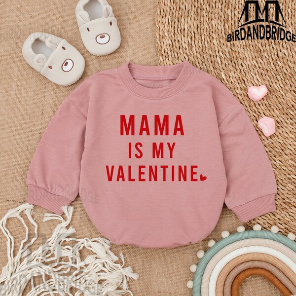 Mama's Valentine Baby Outfit - Light Mauve Bubble Romper -Baby Boy Clothes -Valentine For Baby- Baby Romper - Baby bodysuit- Newborn Outfit