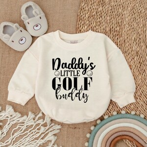 Daddy&#39;s Golfing Buddy  Romper - Bubble Romper - Baby Boy Clothes - Father&#39;s Day Natural Outfit- Baby Romper- Baby bodysuit- Newborn Outfit