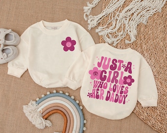 Just A Girl Who Loves Her Daddy Romper, Daddy & Me Bodysuit , Daddy&#39;s Girl Shirt, Romper for Baby Girl, Baby Girl Outfit, Gift For Baby Girl