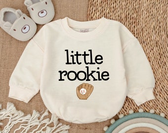 Baseball Announcement Romper - Little Rookie Bubble Romper - Baseball Baby Gift- Game Day  Romper- Baby bodysuit- Father's day Baby Bodysuit