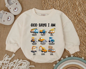 God Says I Am Baby Christian Clothes,Gender Reveal Baby Bodysuit,Baby Announcement,Baby Shower Gift,Religious Keepsake Baptism Bubble Romper