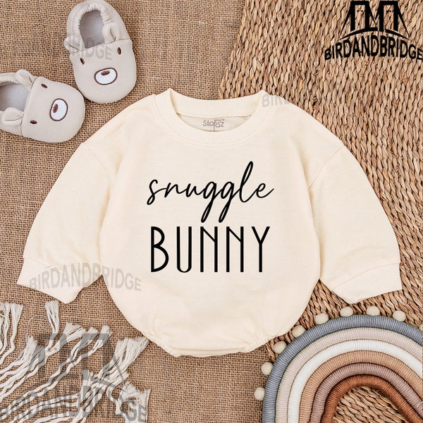 Snuggle Bunny Baby Boy Clothes - Easter Day Baby Outfit- Sweatshirt Bubble Romper -Baby Clothes -Baby Romper - Baby bodysuit- Newborn Outfit