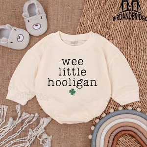 Wee Little Hooligan Baby Romper - St Patrick's Day Bodysuit - Natural Irish Baby Outfit - Baby Romper - Baby bodysuit- Newborn Outfit