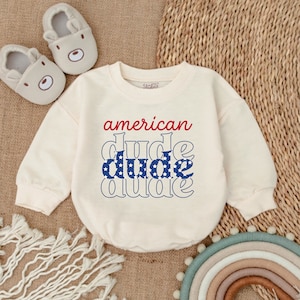 4th of July American Dude Baby Clothes - Patriotic Baby Outfit- Bubble Romper -Baby Clothes -Baby Romper - Baby bodysuit- Newborn Outfit