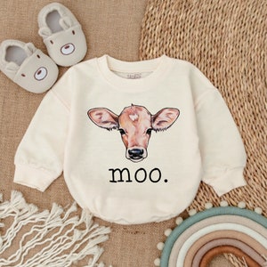 Moo Cow Baby Romper,Baby Bodysuit, Cute Baby Clothes,Baby Romper, Baby Outfit,Baby Clothes, Newborn Baby Shower Gift, Farm Theme Baby Outift