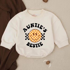 Auntie's Bestie Romper, Baby Romper, Newborn Romper, Gift from Aunt, Auntie Baby Shirt, Pregnancy Announcement For Baby, Baby Clothes