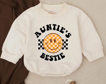 Auntie's Bestie Romper, Baby Romper, Newborn Romper, Gift from Aunt, Auntie Baby Shirt, Pregnancy Announcement For Baby, Baby Clothes