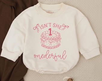 Isn't She Onederful Girl Bubble Romper, 1st Birthday Outfit, Cute Baby Girl Clothes, Personalized First Birthday Gift, Toddler Birthday