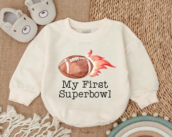 My First Superbowl Baby Romper, Football Baby Gift, Game Day Outfit For Newborn, Football Bodysuit, Superbowl Outfit, Newborn Outfit