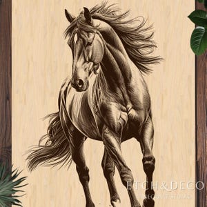 Graceful Arabian Horse PNG, Stallion Laser Engraving File, Glowforge Ready, LightBurn File, xTool CNC Router, Laser Cut Ready laser burn png