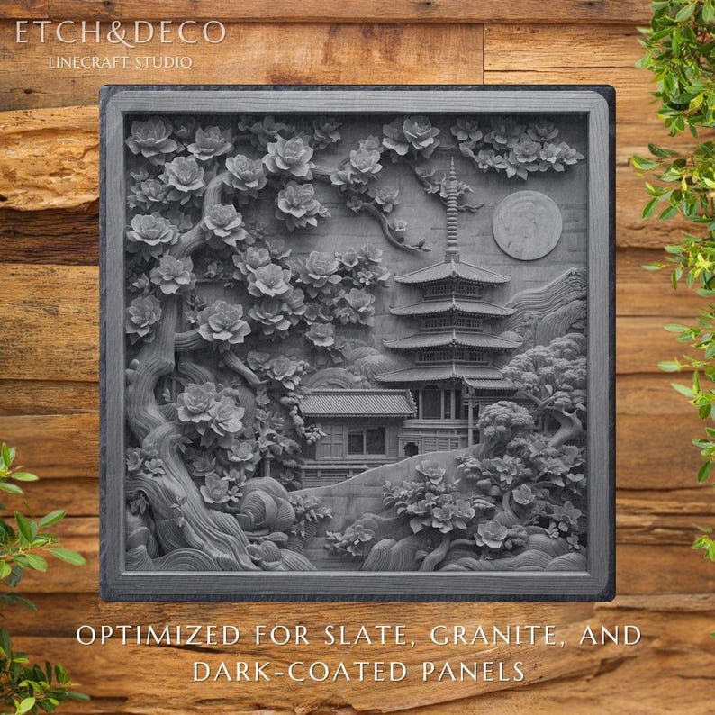 3D Illusion Japanese Temple PNG, File for Wood Laser Engraving, Cnc ...