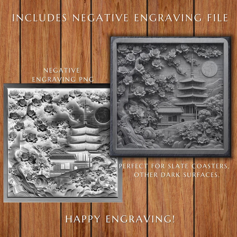 3D Illusion Japanese Temple PNG, File for Wood Laser Engraving, Cnc ...