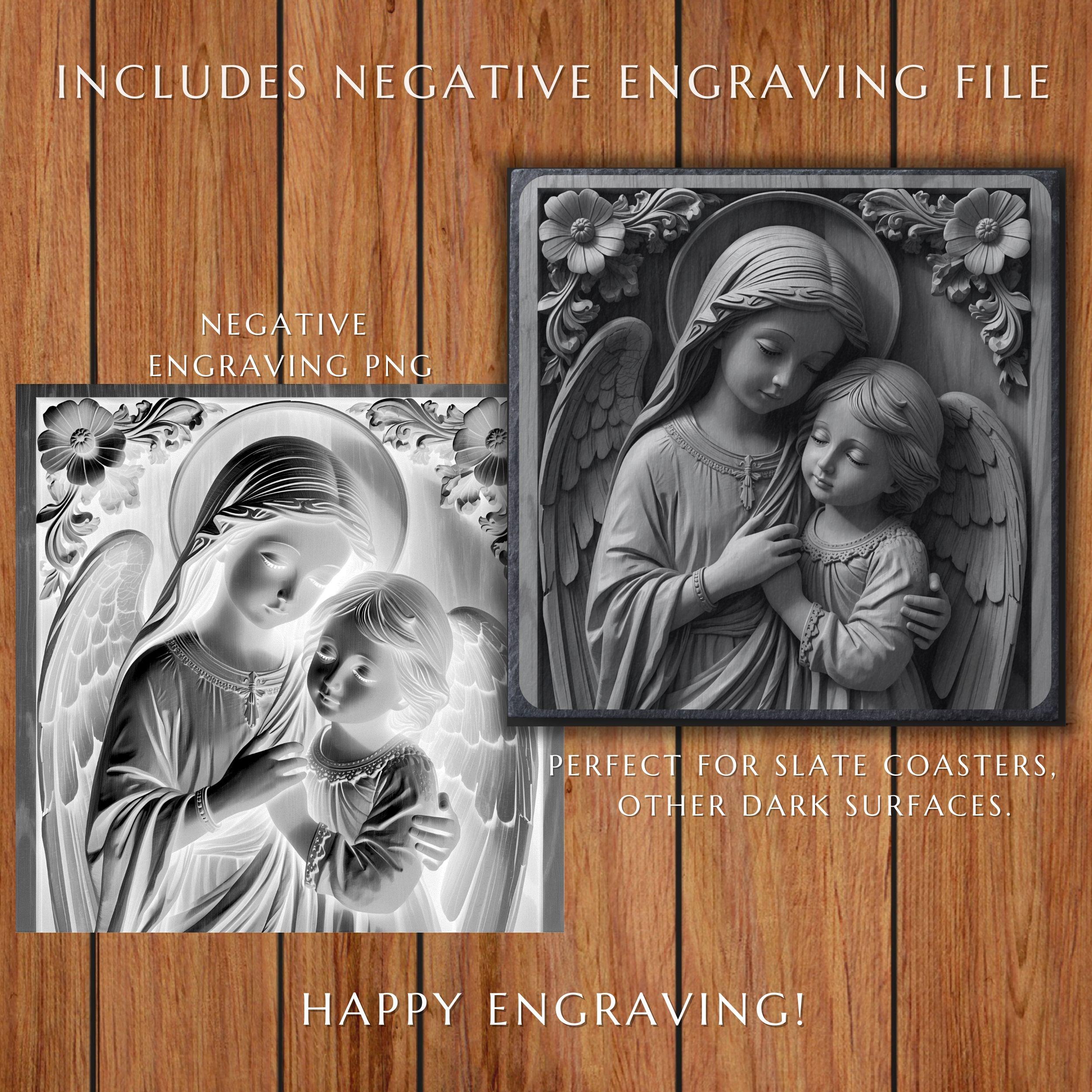 3D Illusion Guardian Angel File for Wood Laser Engraving PNG, Glowforge ...