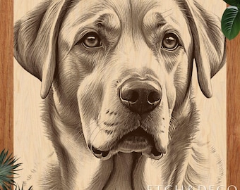 Labrador Retriever PNG for Laser Engraving – Dog Portrait Line Art – Glowforge Ready, CNC Wood Burning Cutting Board File, dog breeds design