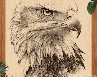 Bald Eagle Laser Burn PNG, Etching Engraving File, Rustic Wood Gift, Wildlife Engraving Wood File, Glowforge xTool CNC Ready